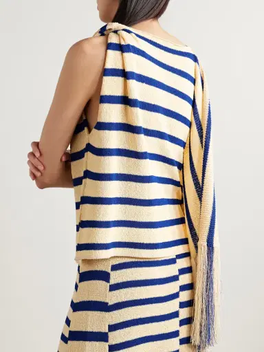 Proenza Schouler Yves Asymmetric Fringed Striped Top | Thumbnail 3 Proenza Schouler Yves Asymmetric Fringed Striped Top | Thumbnail 3