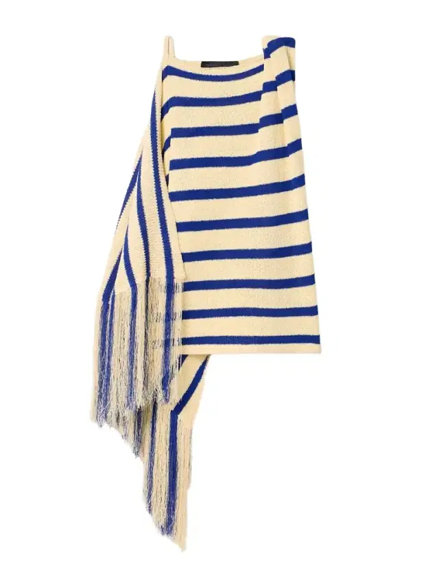 Yves Asymmetric Fringed Striped Top