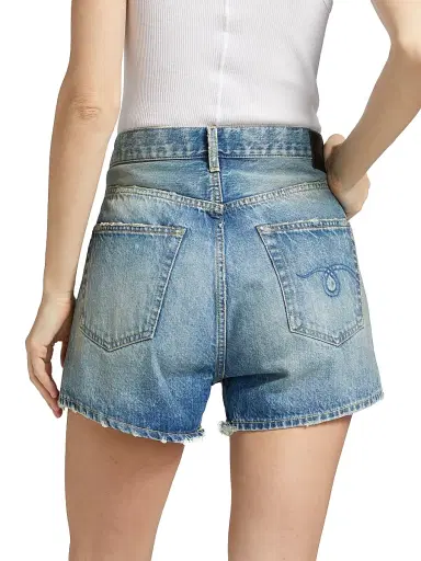 R13 Women's Crossover Asymmetric Washed-Denim Shorts | Thumbnail 5 R13 Women's Crossover Asymmetric Washed-Denim Shorts | Thumbnail 5