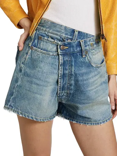 R13 Women's Crossover Asymmetric Washed-Denim Shorts | Thumbnail 6 R13 Women's Crossover Asymmetric Washed-Denim Shorts | Thumbnail 6