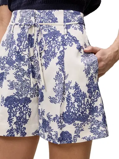 REBECCA TAYLOR Women's Lena Toile Paperbag-Waist Shorts | Thumbnail 6 REBECCA TAYLOR Women's Lena Toile Paperbag-Waist Shorts | Thumbnail 6