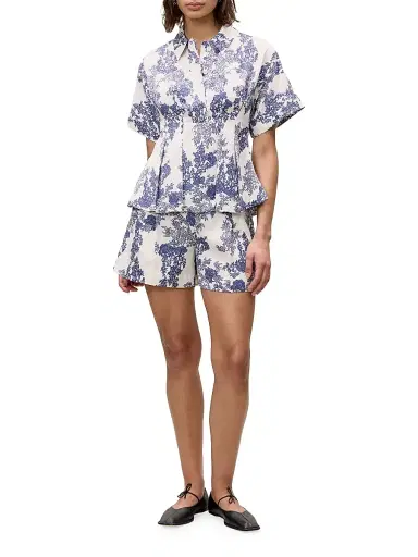 REBECCA TAYLOR Women's Lena Toile Pleated Short-Sleeve Blouse | Thumbnail 2 REBECCA TAYLOR Women's Lena Toile Pleated Short-Sleeve Blouse | Thumbnail 2