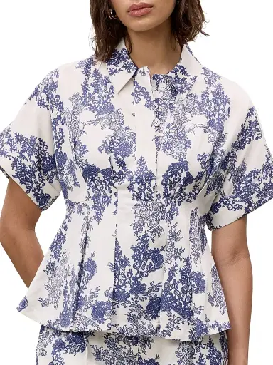 REBECCA TAYLOR Women's Lena Toile Pleated Short-Sleeve Blouse | Thumbnail 6 REBECCA TAYLOR Women's Lena Toile Pleated Short-Sleeve Blouse | Thumbnail 6