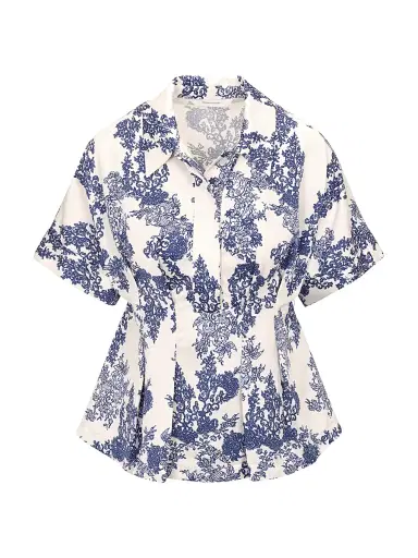 REBECCA TAYLOR Women's Lena Toile Pleated Short-Sleeve Blouse | Thumbnail 1 REBECCA TAYLOR Women's Lena Toile Pleated Short-Sleeve Blouse | Thumbnail 1