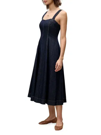 Rebecca Taylor Women's Gabrielle Denim Midi-Dress - Deep Sea Wash | Thumbnail 3 Rebecca Taylor Women's Gabrielle Denim Midi-Dress - Deep Sea Wash | Thumbnail 3