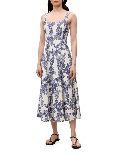 REBECCA TAYLOR Women's Lena Shine Toile Midi-Dress | Thumbnail 2