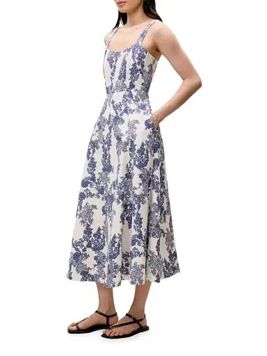 REBECCA TAYLOR Women's Lena Shine Toile Midi-Dress | Thumbnail 3