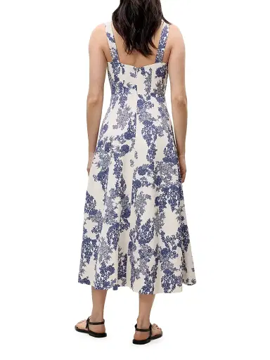 REBECCA TAYLOR Women's Lena Shine Toile Midi-Dress | Thumbnail 4