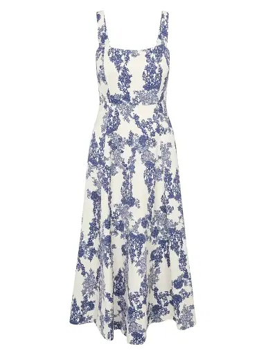 REBECCA TAYLOR Women's Lena Shine Toile Midi-Dress | Thumbnail 1
