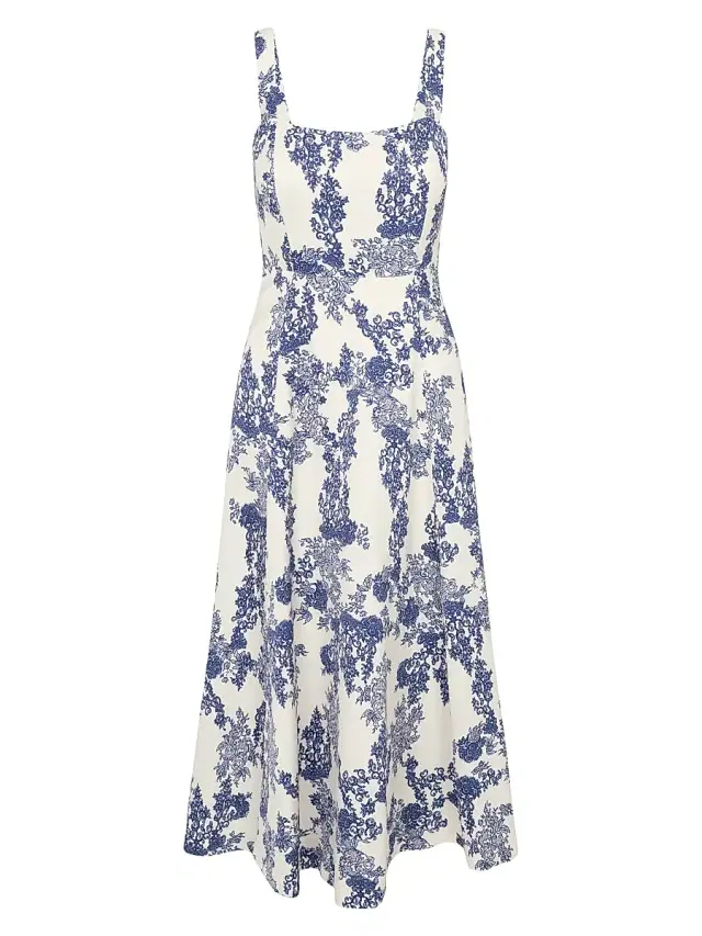 Rebecca Taylor Women's Lena Shine Toile Midi-Dress - Toile Combo