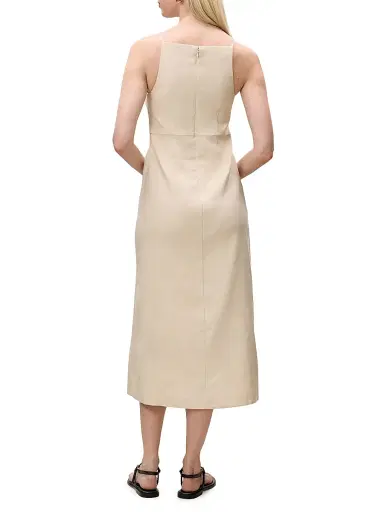 REBECCA TAYLOR Women's Beatrice Stretch Linen-Blend Midi-Dress - Sand - Size 10 | Thumbnail 4 REBECCA TAYLOR Women's Beatrice Stretch Linen-Blend Midi-Dress - Sand - Size 10 | Thumbnail 4