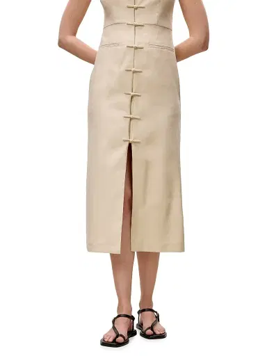 REBECCA TAYLOR Women's Beatrice Stretch Linen-Blend Midi-Dress - Sand - Size 10 | Thumbnail 6 REBECCA TAYLOR Women's Beatrice Stretch Linen-Blend Midi-Dress - Sand - Size 10 | Thumbnail 6