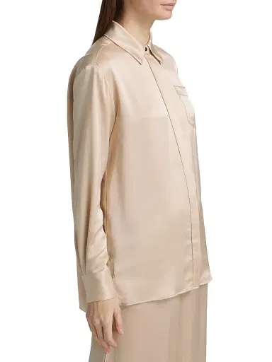 Toccin Women's Riley Satin Boyfriend Shirt - Champagne | Thumbnail 4 Toccin Women's Riley Satin Boyfriend Shirt - Champagne | Thumbnail 4