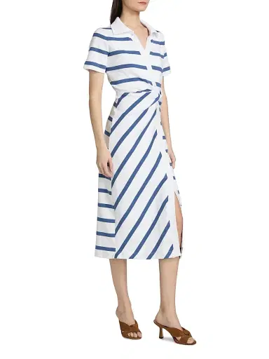 Tanya Taylor Women's Ellicot Striped Stretch Cotton Shirtdress - White French Blue Wide Stripe | Thumbnail 3 Tanya Taylor Women's Ellicot Striped Stretch Cotton Shirtdress - White French Blue Wide Stripe | Thumbnail 3