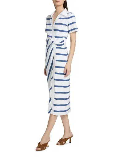 Tanya Taylor Women's Ellicot Striped Stretch Cotton Shirtdress - White French Blue Wide Stripe | Thumbnail 4 Tanya Taylor Women's Ellicot Striped Stretch Cotton Shirtdress - White French Blue Wide Stripe | Thumbnail 4