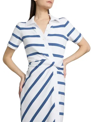 Tanya Taylor Women's Ellicot Striped Stretch Cotton Shirtdress - White French Blue Wide Stripe | Thumbnail 6 Tanya Taylor Women's Ellicot Striped Stretch Cotton Shirtdress - White French Blue Wide Stripe | Thumbnail 6