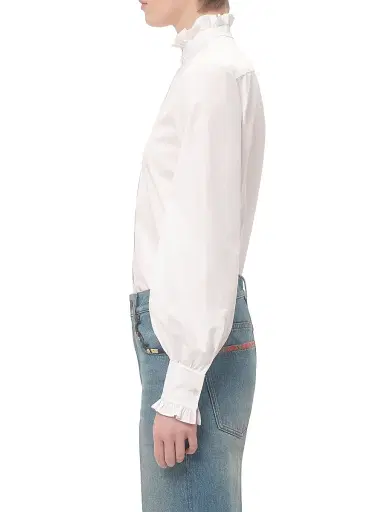 Valentino Garavani Women's Cotton Poplin Shirt - Optic White - Size 10 | Thumbnail 4
