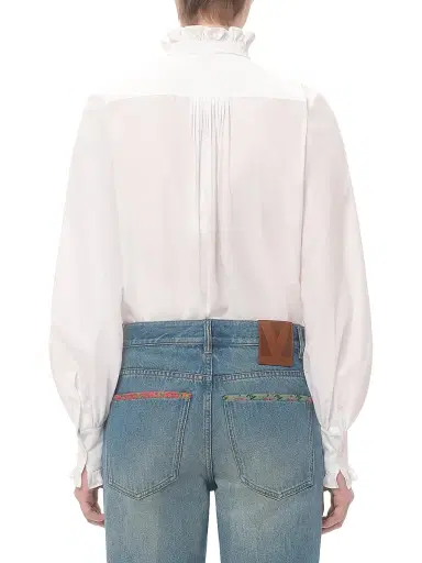 Valentino Garavani Women's Cotton Poplin Shirt - Optic White - Size 10 | Thumbnail 5