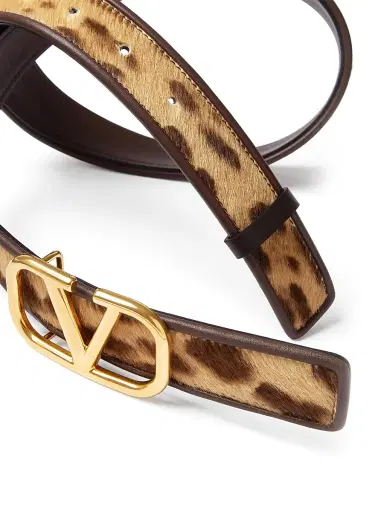 Valentino Garavani Women's Vlogo Signature Calfskin Belt With Pony Animalier Effect 30 MM - Animal Print | Thumbnail 3