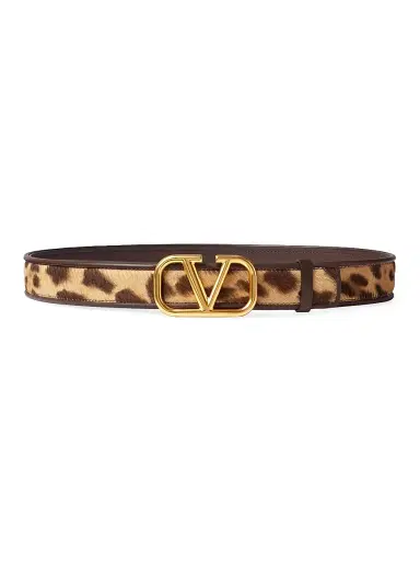 Valentino Garavani Women's Vlogo Signature Calfskin Belt With Pony Animalier Effect 30 MM - Animal Print | Thumbnail 1