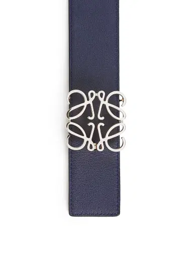 Loewe Men's Logo Buckle Reversible Leather Belt - Ocean Black Palladium - Size 44 | Thumbnail 4