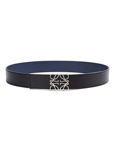 Loewe Men's Logo Buckle Reversible Leather Belt - Ocean Black Palladium - Size 44 | Thumbnail 1