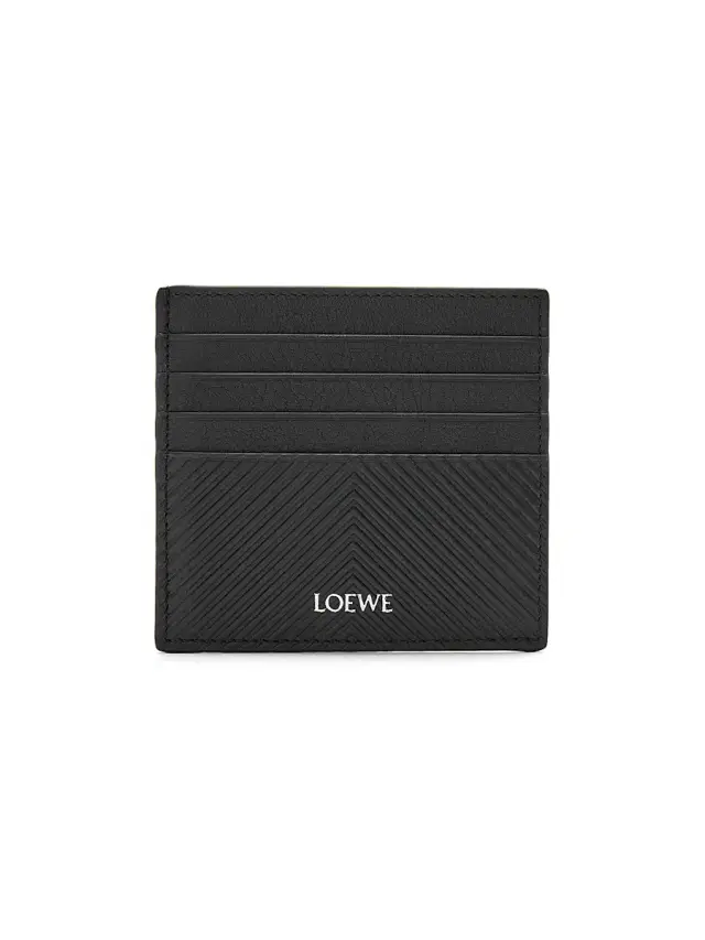 LOEWE Men's Open Leather Card Case - Black