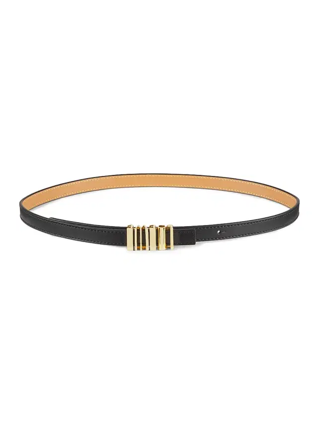 LOEWE Women's Vertical Logo Leather Belt - Black Gold
