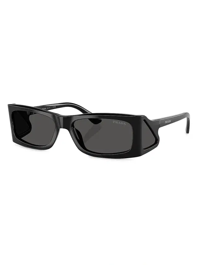 Prada Men's 56MM Rectangular Sunglasses - Black