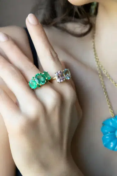 IRENE NEUWIRTH JEWELRY Aquamarine Kunzite Gemmy Gem Ring | Thumbnail 3