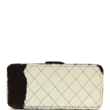 Chanel Vintage Chanel Rectangular Vanity Box Brown and White Cow Print Pony Hair Antique Gold Hardware | Thumbnail 6
