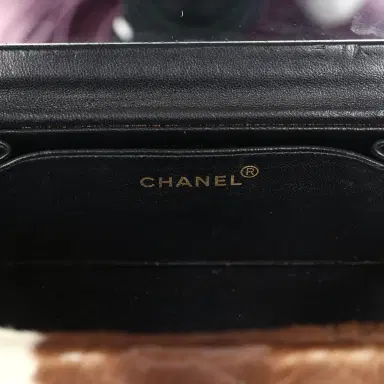 Chanel Vintage Chanel Rectangular Vanity Box Brown and White Cow Print Pony Hair Antique Gold Hardware | Thumbnail 9