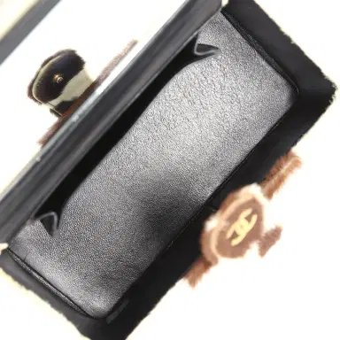 Chanel Vintage Chanel Rectangular Vanity Box Brown and White Cow Print Pony Hair Antique Gold Hardware | Thumbnail 10