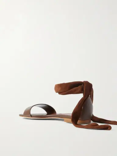 Manolo Blahnik Chastanaflat Lace-up Suede And Leather Sandals | Thumbnail 3 Manolo Blahnik Chastanaflat Lace-up Suede And Leather Sandals | Thumbnail 3