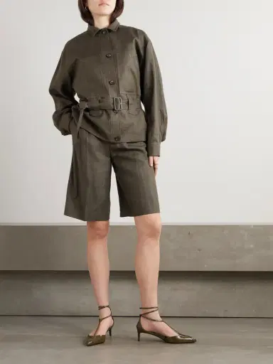 Loro Piana Jaylon Belted Linen And Wool-blend Jacket | Thumbnail 2 Loro Piana Jaylon Belted Linen And Wool-blend Jacket | Thumbnail 2