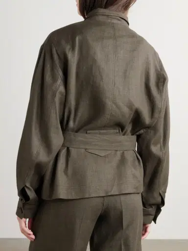 Loro Piana Jaylon Belted Linen And Wool-blend Jacket | Thumbnail 3 Loro Piana Jaylon Belted Linen And Wool-blend Jacket | Thumbnail 3