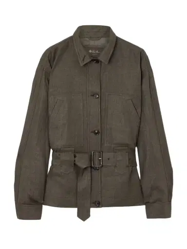 Loro Piana Jaylon Belted Linen And Wool-blend Jacket | Thumbnail 1 Loro Piana Jaylon Belted Linen And Wool-blend Jacket | Thumbnail 1