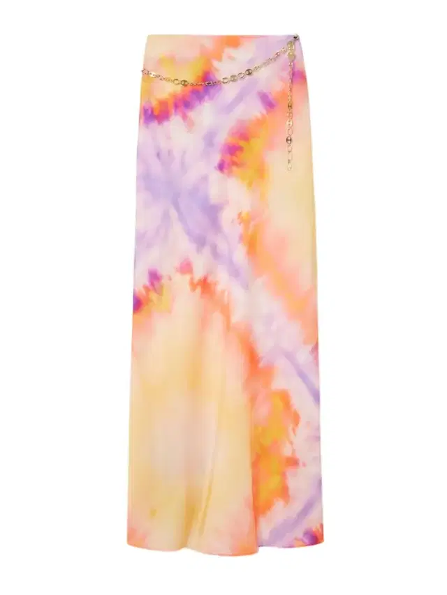 Chainmail-embellished Tie-dyed Satin Maxi Skirt