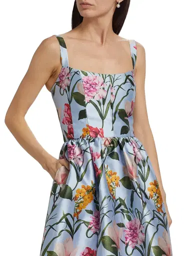 SACHIN & BABI Women's Olena Floral Midi-Dress - Glacial Blue Blossoms - Size 6 | Thumbnail 6 SACHIN & BABI Women's Olena Floral Midi-Dress - Glacial Blue Blossoms - Size 6 | Thumbnail 6