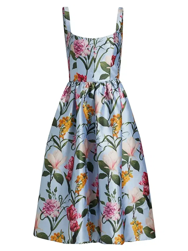SACHIN BABI Women's Olena Floral Midi-Dress - Glacial Blue Blossoms