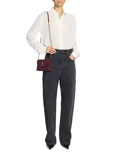 Saint Laurent Women's Cassandre Envelope Chain Wallet in Shiny Leather - Bloody Drink | Thumbnail 2 Saint Laurent Women's Cassandre Envelope Chain Wallet in Shiny Leather - Bloody Drink | Thumbnail 2