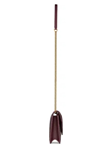Saint Laurent Women's Cassandre Envelope Chain Wallet in Shiny Leather - Bloody Drink | Thumbnail 7 Saint Laurent Women's Cassandre Envelope Chain Wallet in Shiny Leather - Bloody Drink | Thumbnail 7