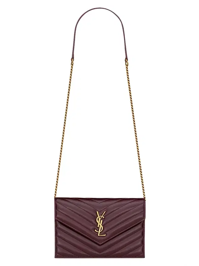 Women's Cassandre Envelope Chain Wallet in Shiny Leather - Bloody Drink Women's Cassandre Envelope Chain Wallet in Shiny Leather - Bloody Drink