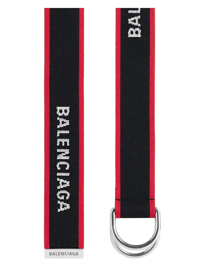 Balenciaga Men's D Ring Belt - Black Red