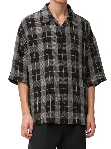 Loewe Men's Plaid Short-Sleeve Shirt - Black White - Size 17.5 | Thumbnail 3 Loewe Men's Plaid Short-Sleeve Shirt - Black White - Size 17.5 | Thumbnail 3