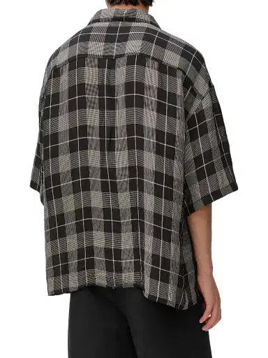 Loewe Men's Plaid Short-Sleeve Shirt - Black White - Size 17.5 | Thumbnail 4 Loewe Men's Plaid Short-Sleeve Shirt - Black White - Size 17.5 | Thumbnail 4
