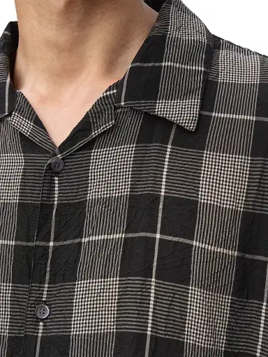 Loewe Men's Plaid Short-Sleeve Shirt - Black White - Size 17.5 | Thumbnail 5 Loewe Men's Plaid Short-Sleeve Shirt - Black White - Size 17.5 | Thumbnail 5