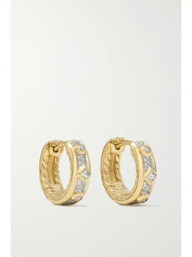 David Yurman Modern Renaissance 18-karat Gold Diamond Hoop Earrings