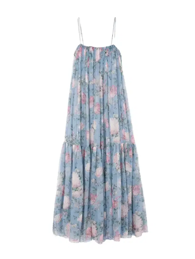 Gathered Floral-print Silk Maxi Dress
