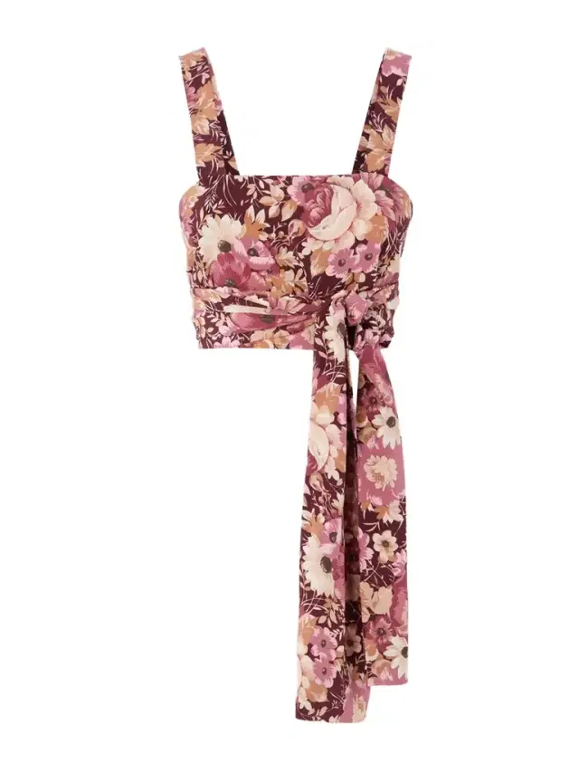 Cropped Floral-print Silk-crepe Top